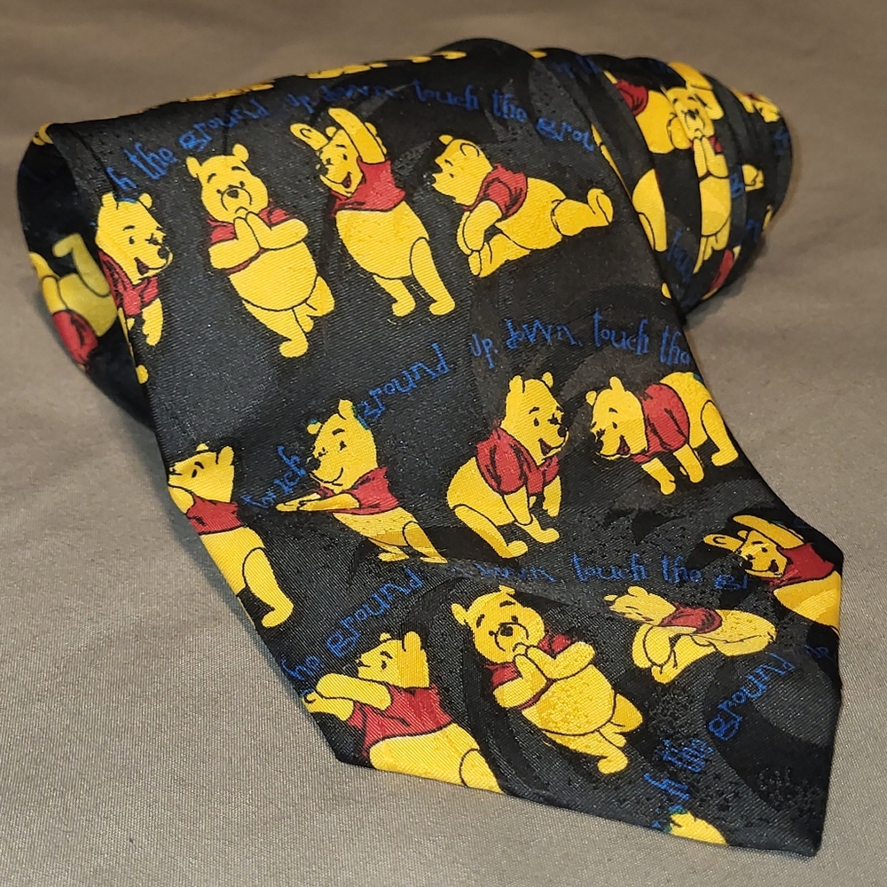 Vintage 90s Winnie The Pooh Neck Tie yoga exercise Disney vtg